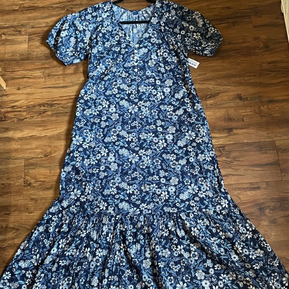 NWT OLD NAVY blue floral maxi dress